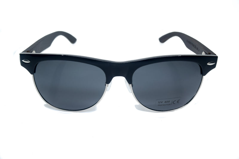 Ebony Wood Clubmaster Style Sunglasses