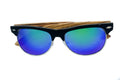 Zebra Wood Clubmaster Style Sunglasses with Green lens