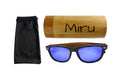 Ebony Wood Sunglasses with Ocean Blue Mirror Lens